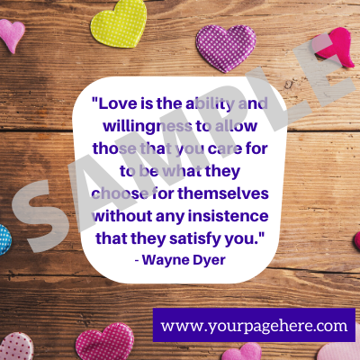 SAMPLE Wayne Dyer love Q hearts on wood